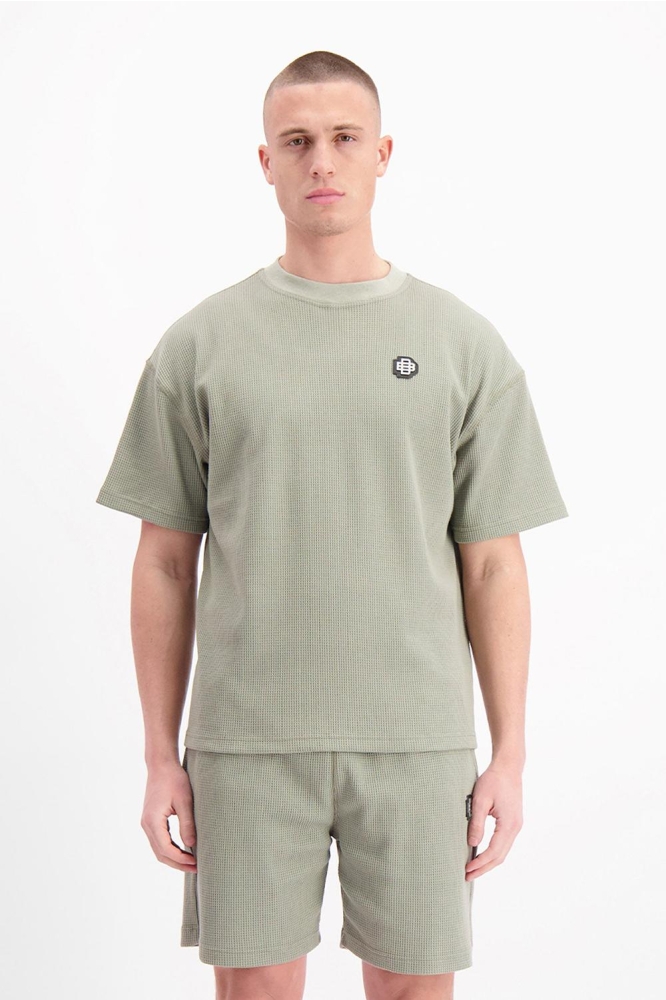 MONOGRAM WAFFLE T SHIRT 1 125 3 34 GREEN